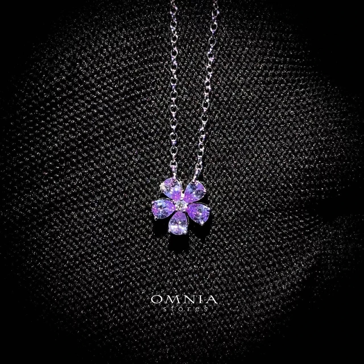 Omnia Purple Bloom Necklace In 92.5 Silver with High Quality Simulated Diamonds - OMNIASTORES UAE
