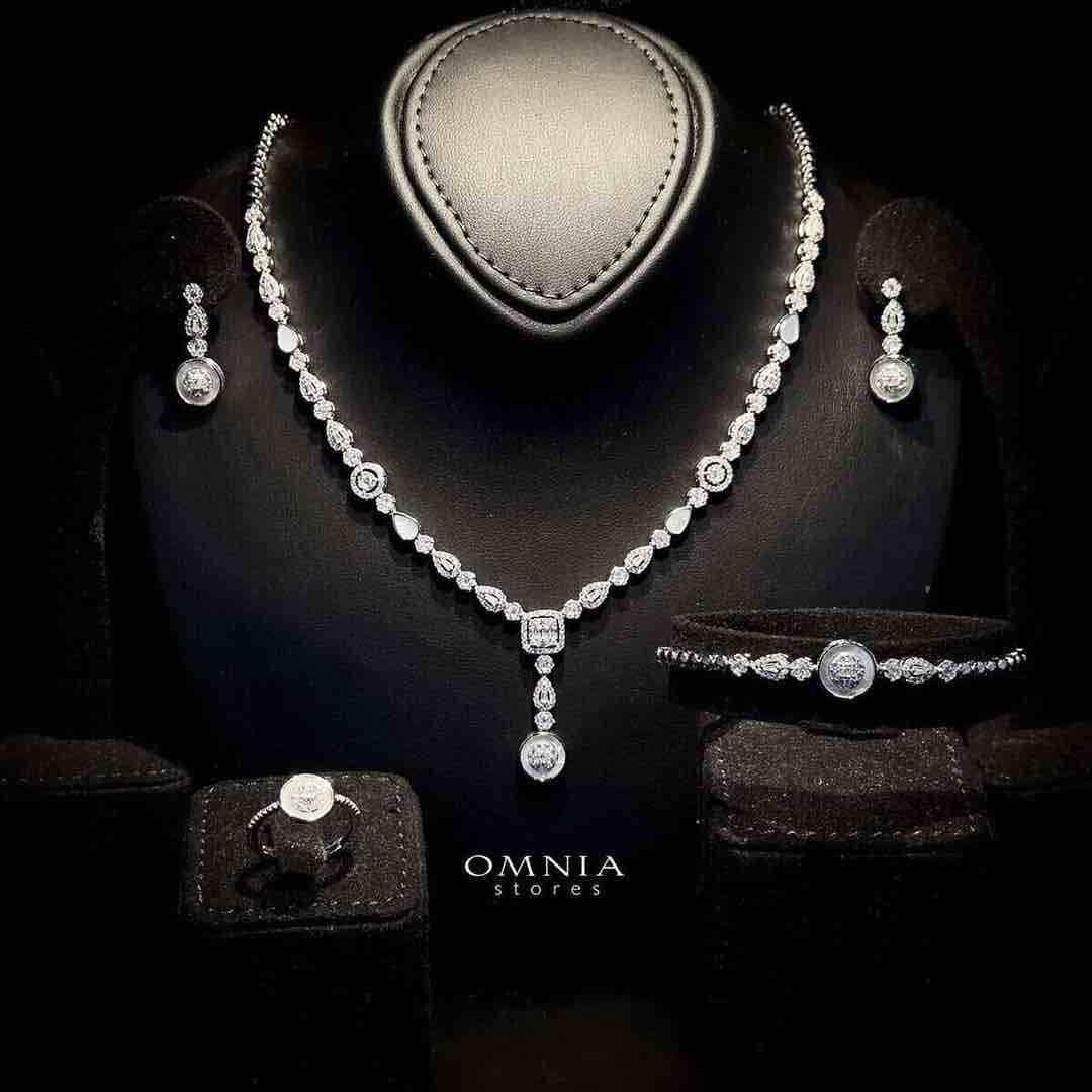 Omnia Olivia Elegant Bridal Full Set in 925 Silver High Quality Simulated Diamonds (Only Available in KSA) - OMNIASTORES UAE