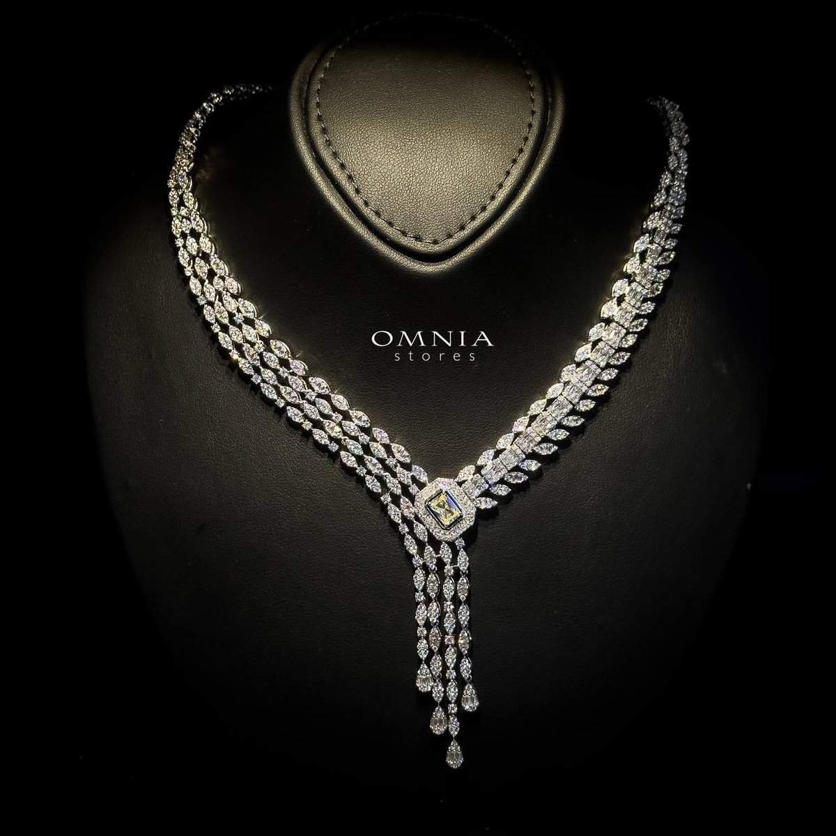 Omnia Jana Yellow Bridal Full Set in High Quality Zircon Stone Rhodium Plated - OMNIASTORES UAE