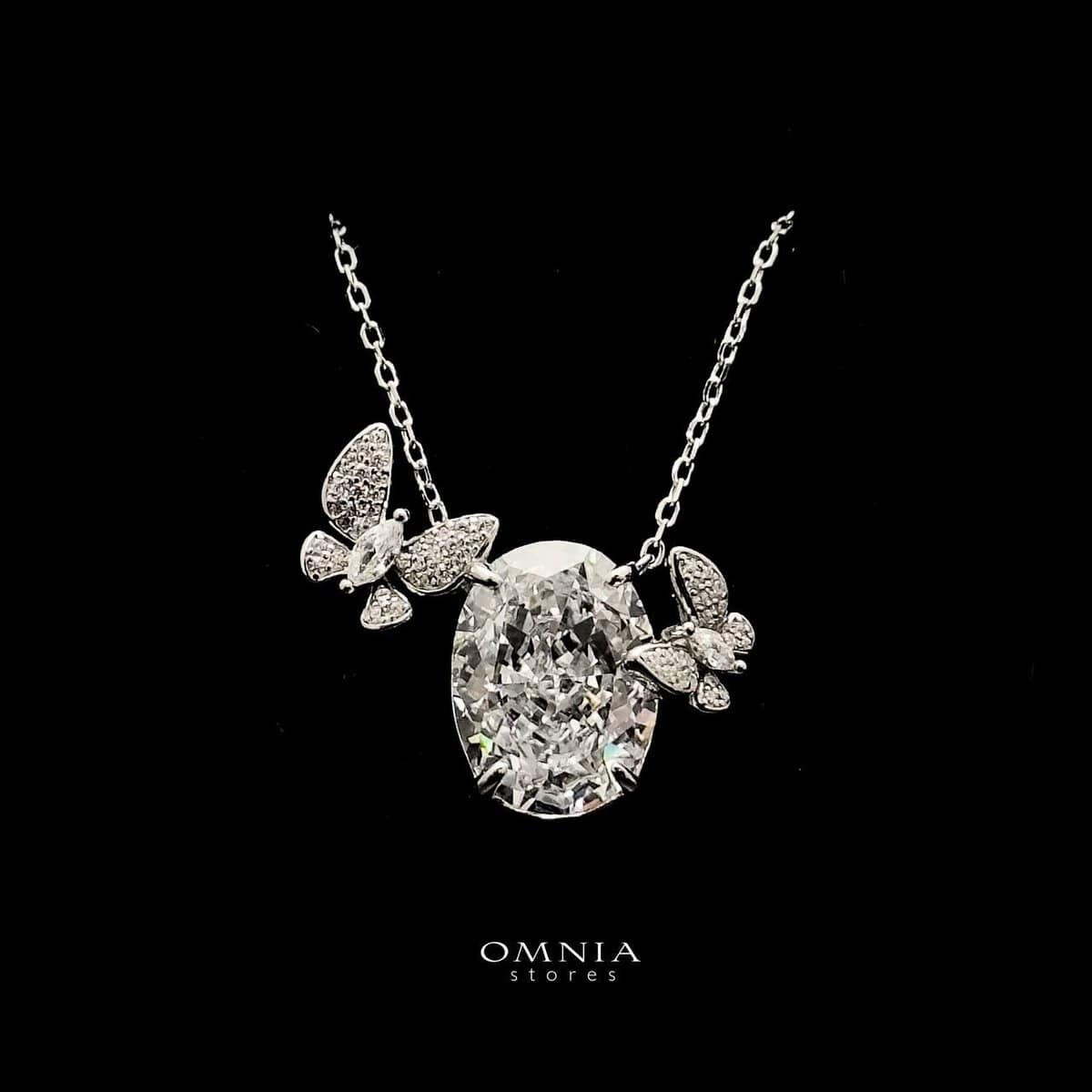 Omnia Maysun Pure White Necklace in 92.5 Silver with High Quality Simulated Diamonds - OMNIASTORES UAE