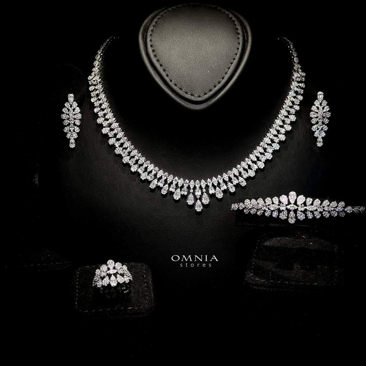 Omnia Elaf White Bridal Full Set in High Quality Zircon Stone in Rhodium Plated - OMNIASTORES UAE