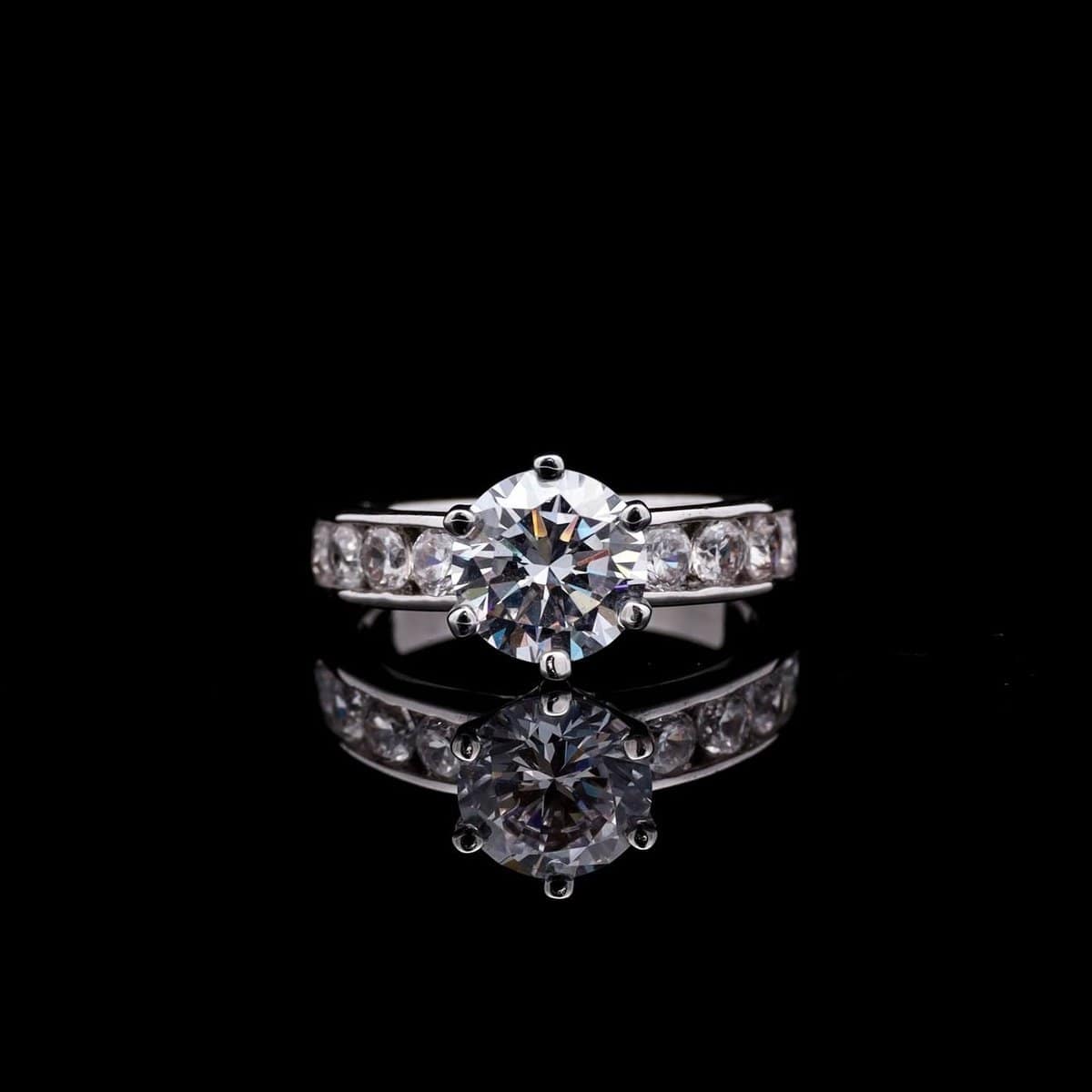 Omnia Layla White Solitaire Ring in 92.5 Silver with High-Quality Simulated Diamonds - OMNIASTORES UAE