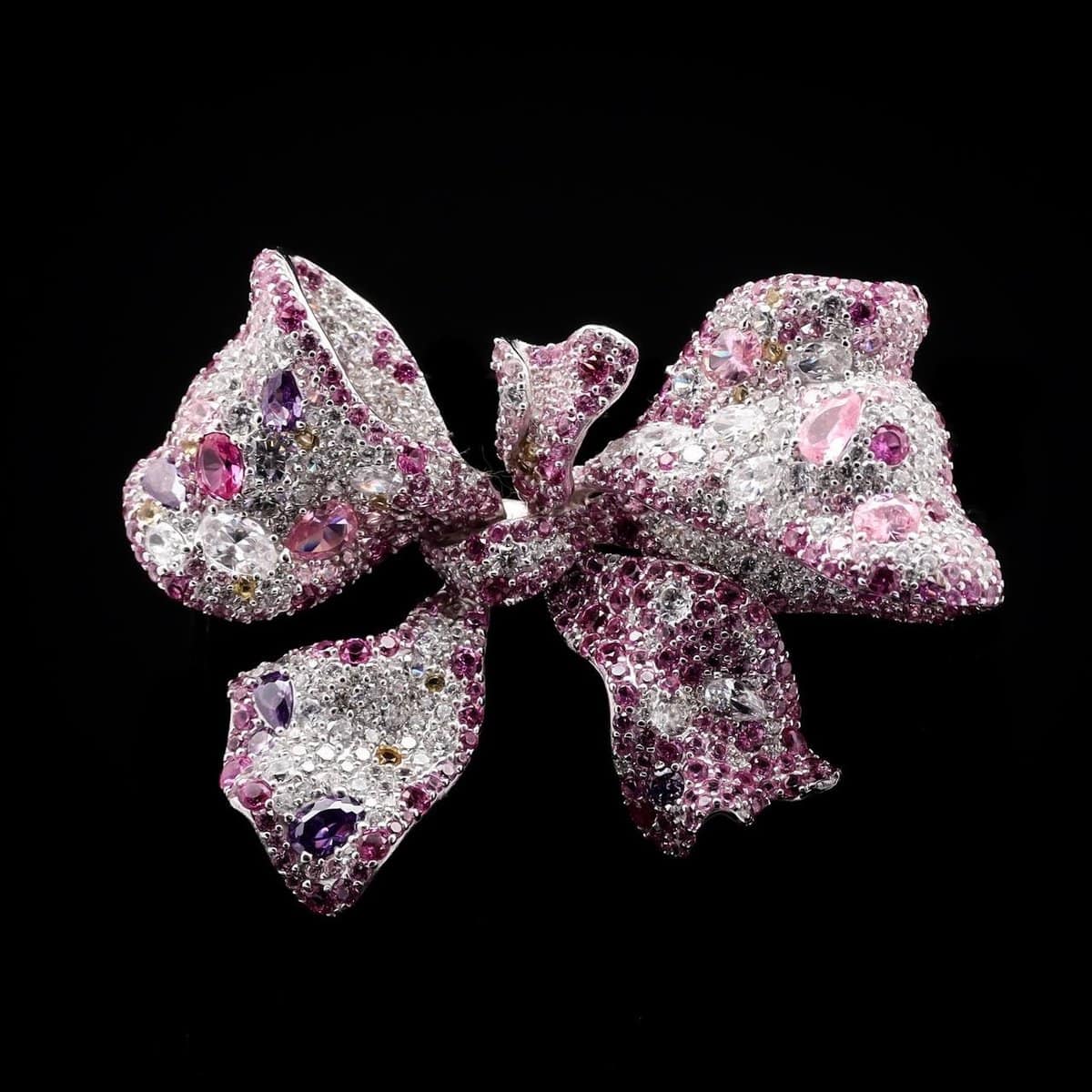 Omnia Clara Bow Brooch with Multi-Color Stones in High-Quality Simulated Diamonds - OMNIASTORES UAE