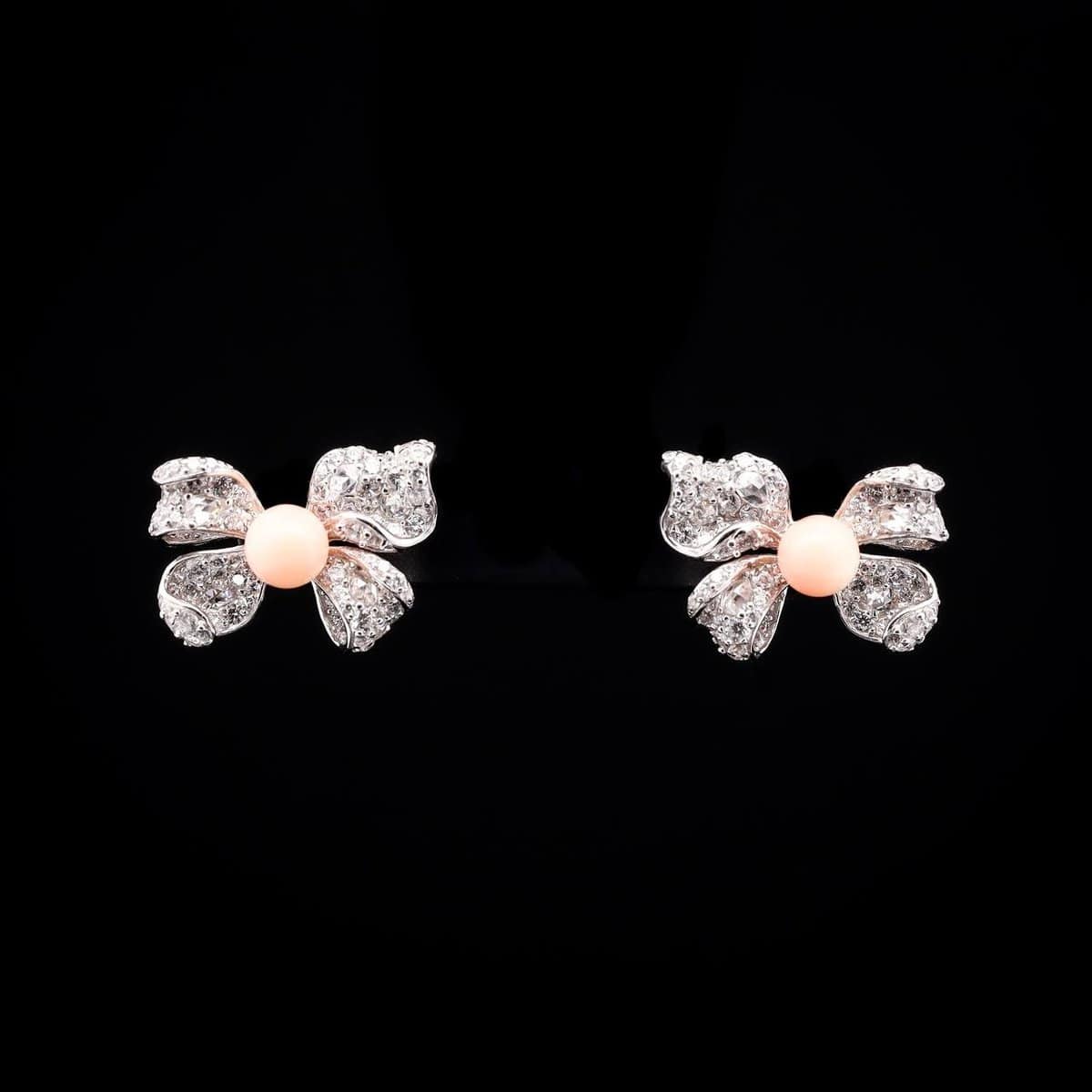 Omnia Coral Butterfly Earrings in 92.5 Silver with High Quality Simulated Diamonds - OMNIASTORES UAE