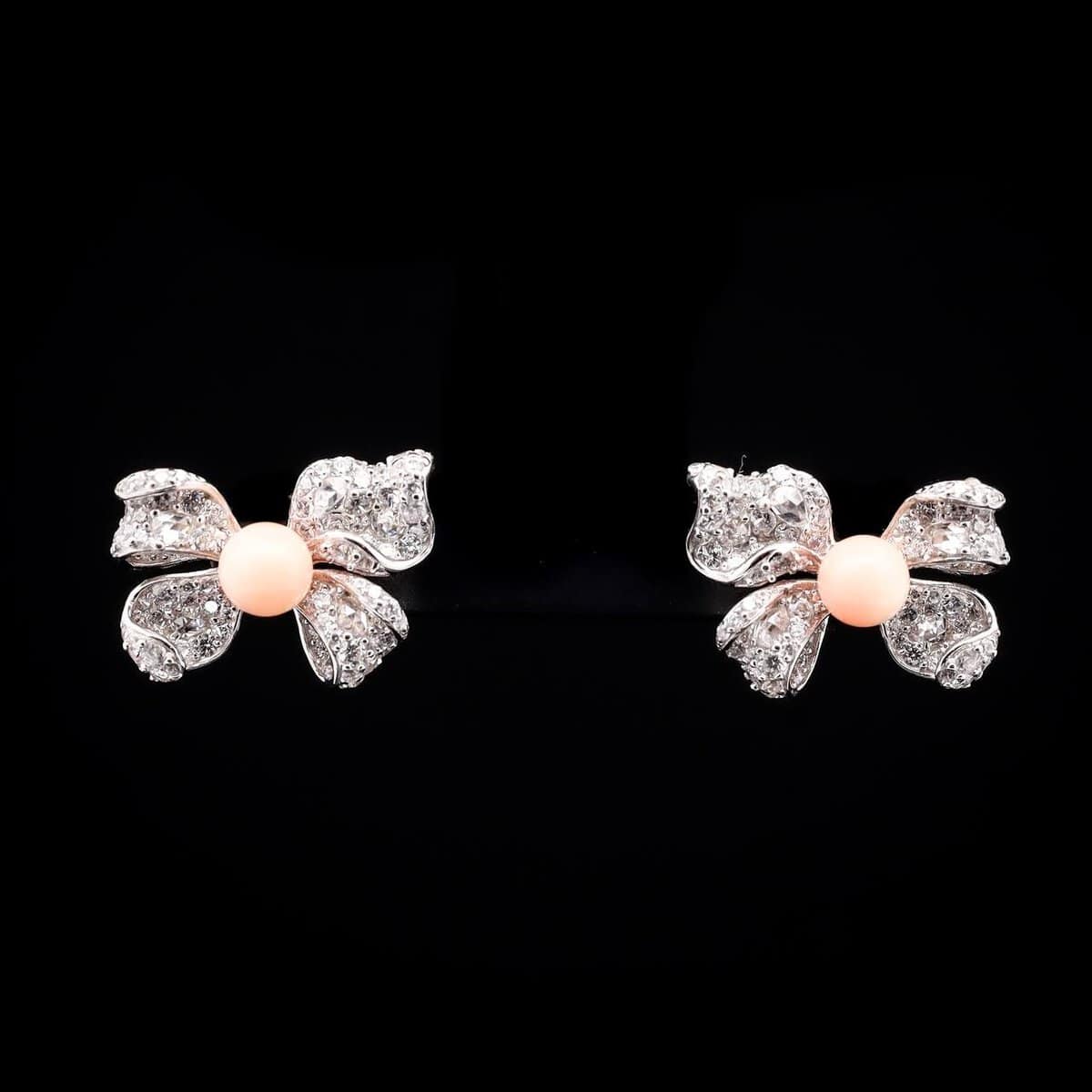 Omnia Coral Butterfly Earrings in 92.5 Silver with High Quality Simulated Diamonds - OMNIASTORES UAE