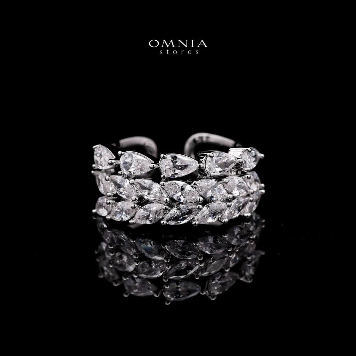 طقم إكسسوارات عرائس كامل فاخر من Omnia Sheena باللون الأبيض بطلاء الروديوم وحجر الزركون عالي الجودة