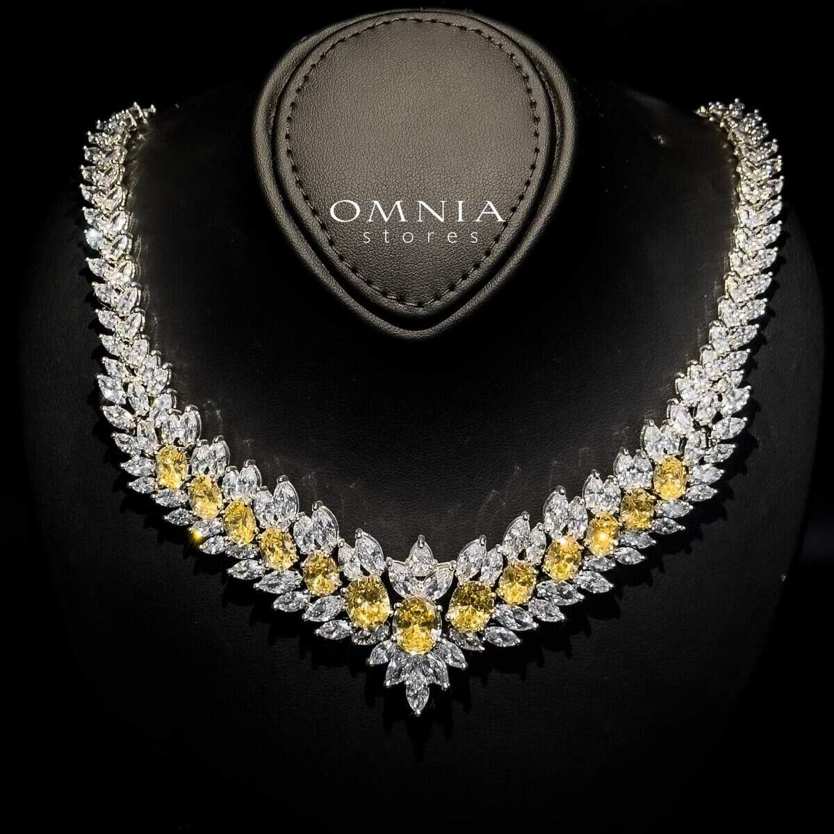 Omnia Buthaina Yellow Bridal Full Set in High Quality Simulated Diamonds - OMNIASTORES UAE