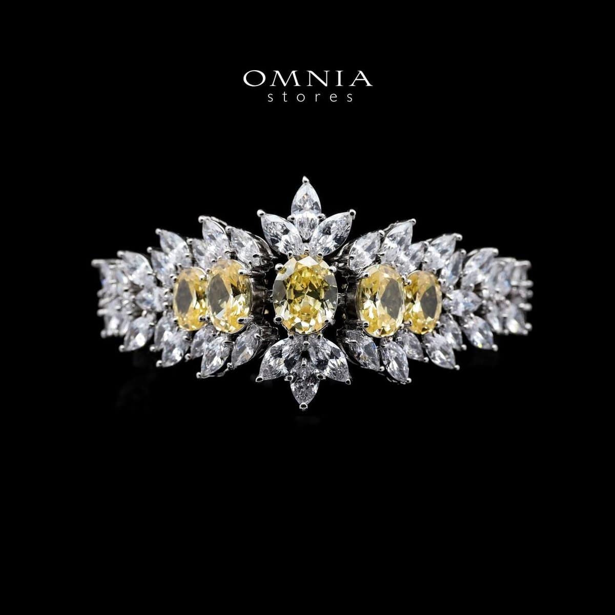 Omnia Buthaina Yellow Bridal Full Set in High Quality Simulated Diamonds - OMNIASTORES UAE
