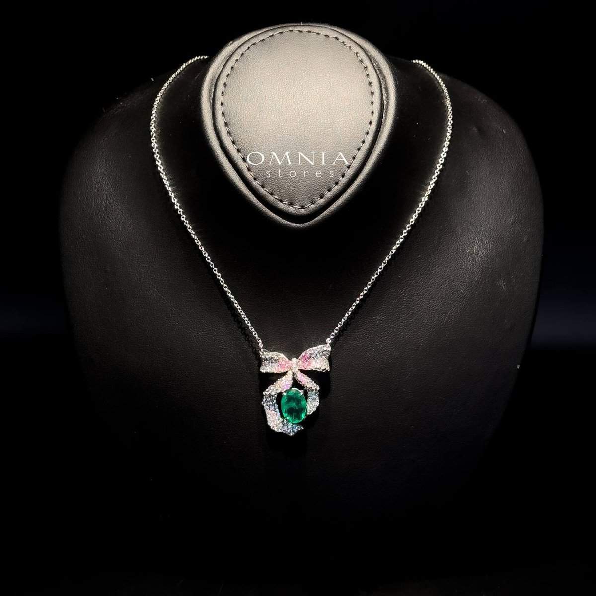 Omnia Kenzie Necklace In 925 Silver Jewelry in High Quality Zircon Stone in Rhodium Plated - OMNIASTORES UAE