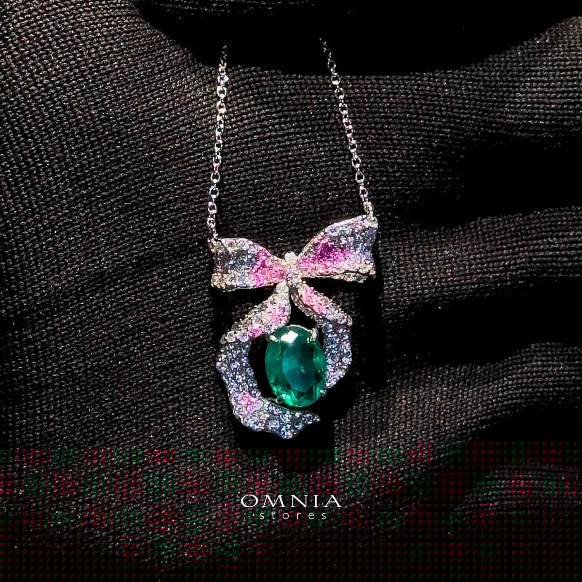 Omnia Kenzie Necklace In 925 Silver Jewelry in High Quality Zircon Stone in Rhodium Plated - OMNIASTORES UAE