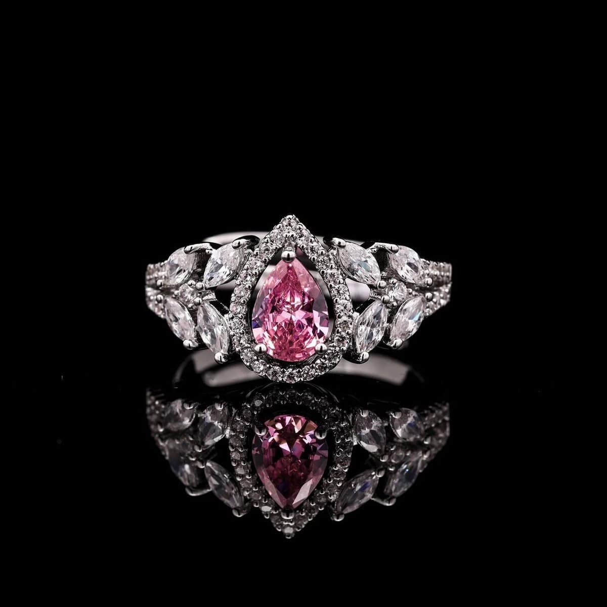 Omnia Ayla Pink Bridal Full Set in High-Quality Zircon Stone Rhodium Plated - OMNIASTORES UAE
