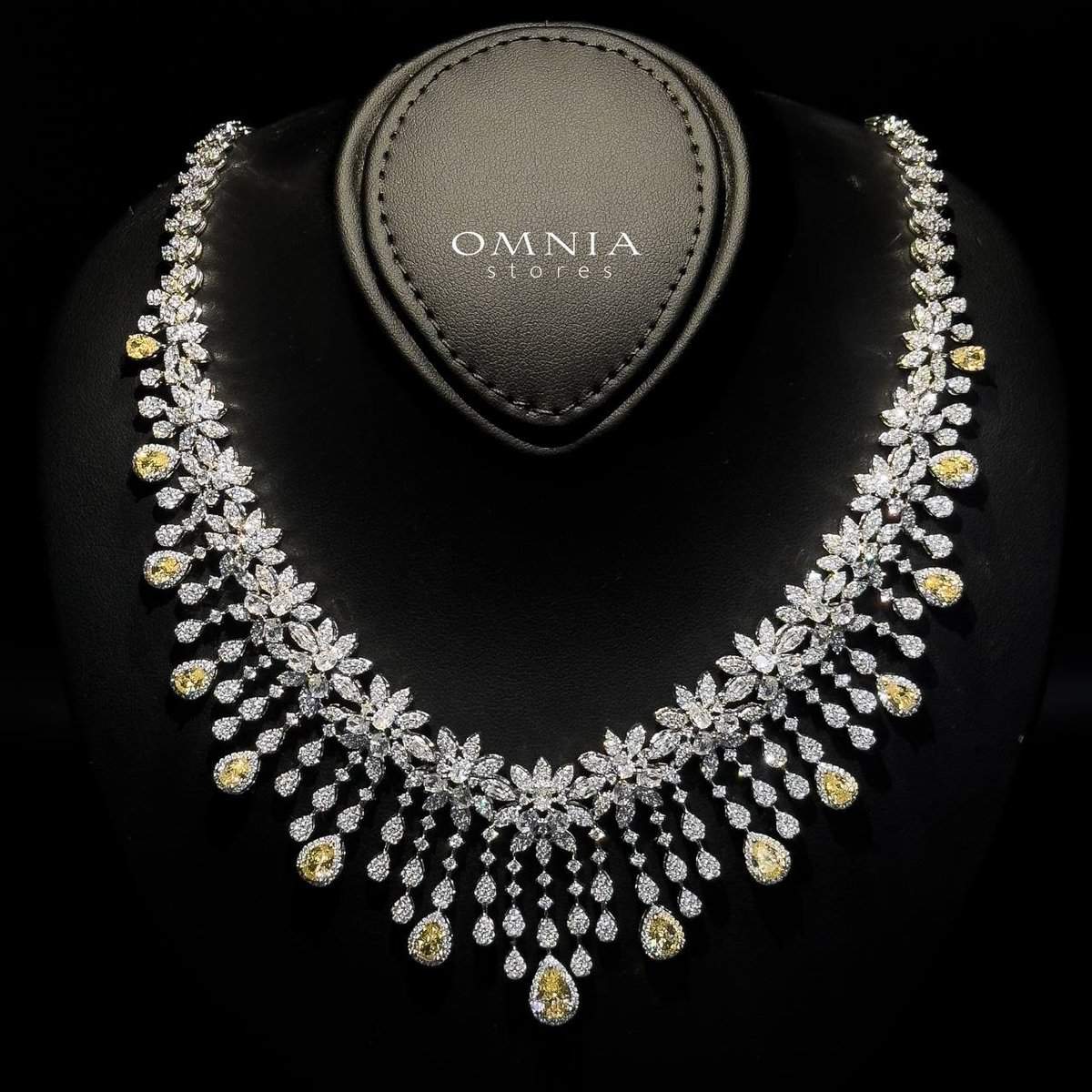 Omnia Anoud Yellow Bridal Full Set with Sparkling Zircon Stones in High-Quality Rhodium Plated Finish - OMNIASTORES UAE