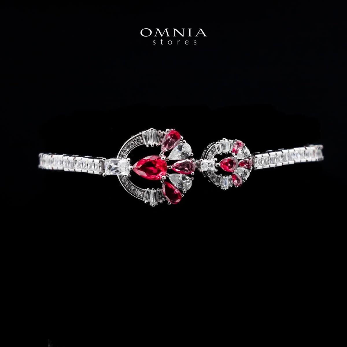 Omnia Maram Maroon Full Set in 92.5 Silver with High-Quality Simulated Diamonds and Teardrop Design - OMNIASTORES UAE