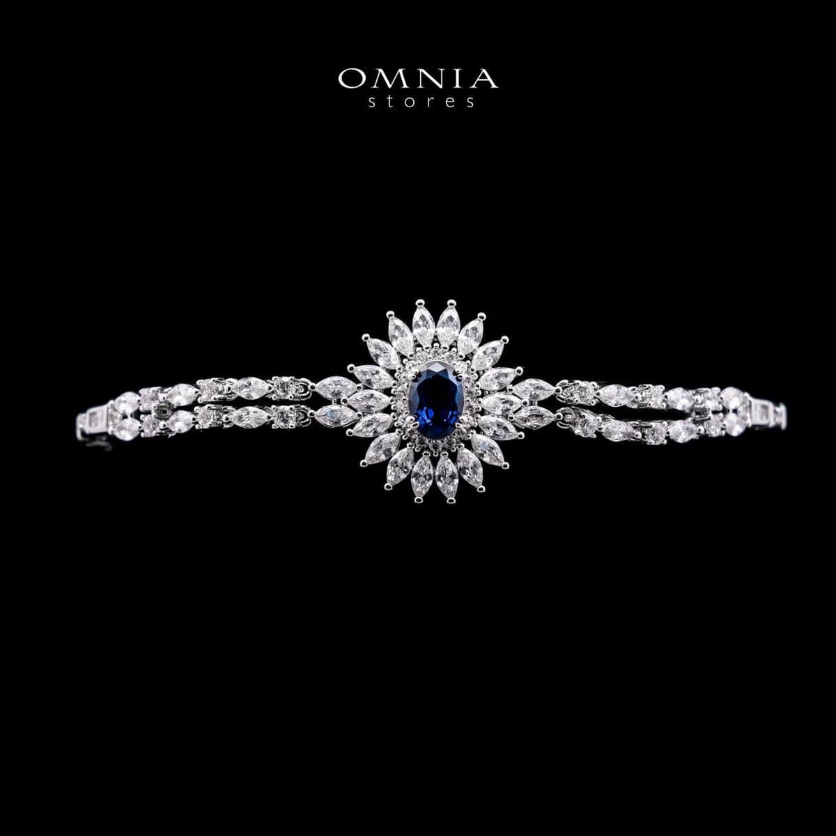 Omnia Asmaa Blue Bridal Full Set with Sparkling Zircon Stones in High-Quality Rhodium Plated Finish - OMNIASTORES UAE