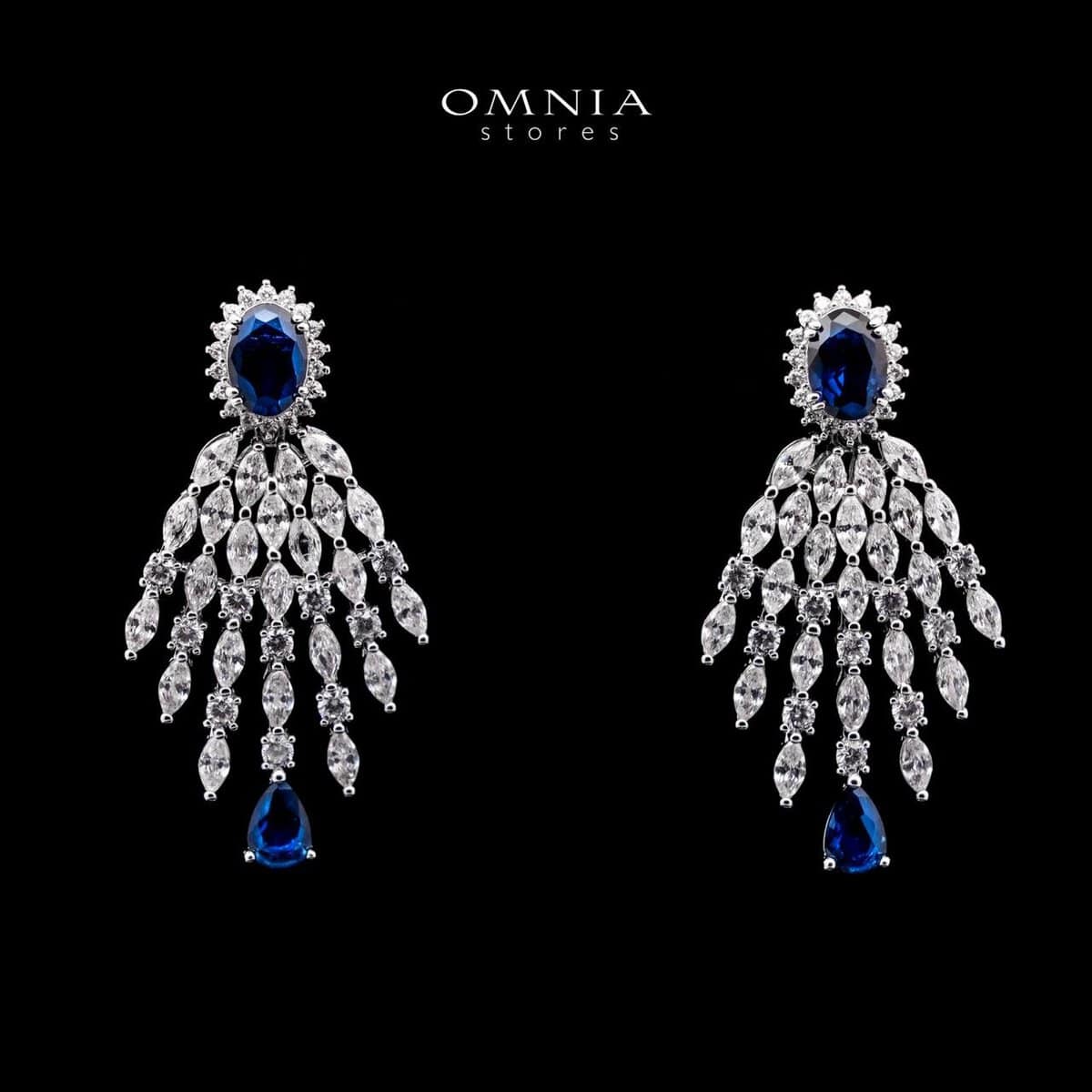 Omnia Asmaa Blue Bridal Full Set with Sparkling Zircon Stones in High-Quality Rhodium Plated Finish - OMNIASTORES UAE