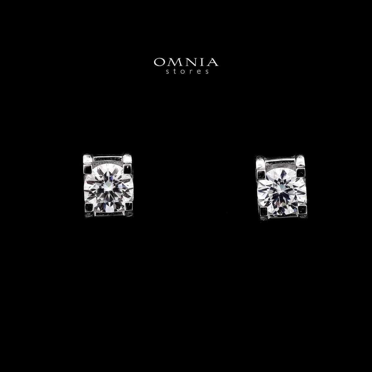 Omnia Dana Square Stud Earrings in 925 Sterling Silver with High-Quality Iced Cut Stones - OMNIASTORES UAE