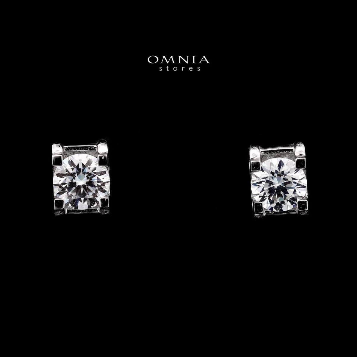 Omnia Dana Square Stud Earrings in 925 Sterling Silver with High-Quality Iced Cut Stones - OMNIASTORES UAE