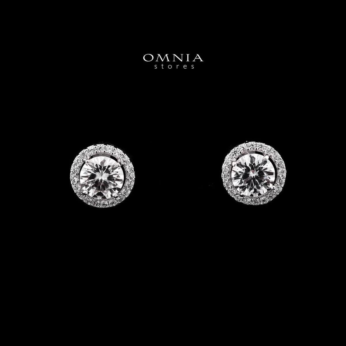 Omnia Aurora Halo Stud Earrings in 925 Sterling Silver with High-Quality Iced Cut Stones - OMNIASTORES UAE