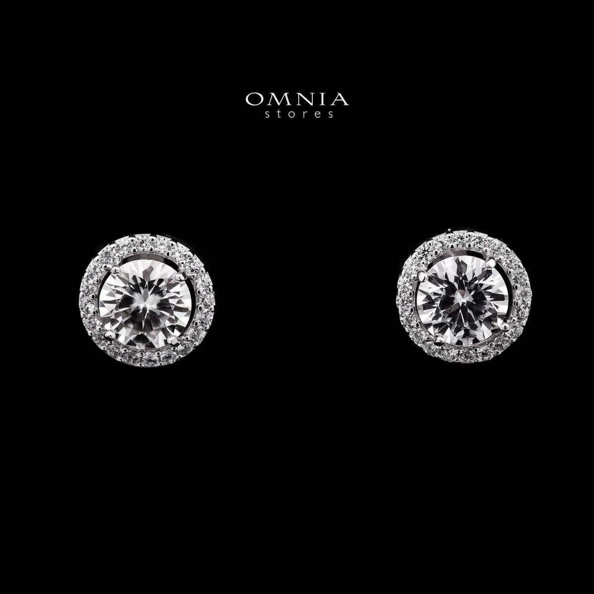 Omnia Aurora Halo Stud Earrings in 925 Sterling Silver with High-Quality Iced Cut Stones - OMNIASTORES UAE