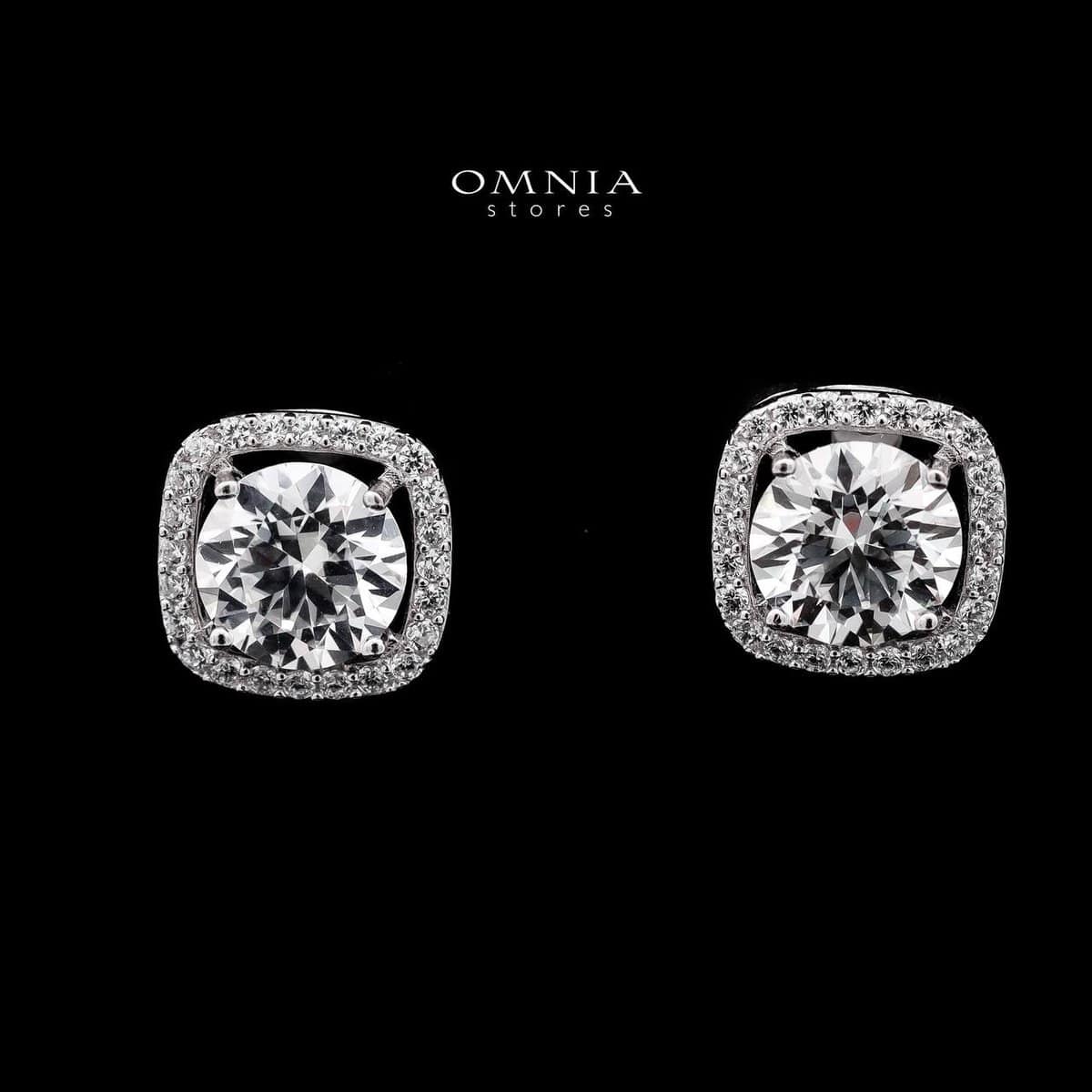 Omnia Radiance Cushion Stud Earrings in 925 Sterling Silver with High-Quality Iced Cut Stones - OMNIASTORES UAE