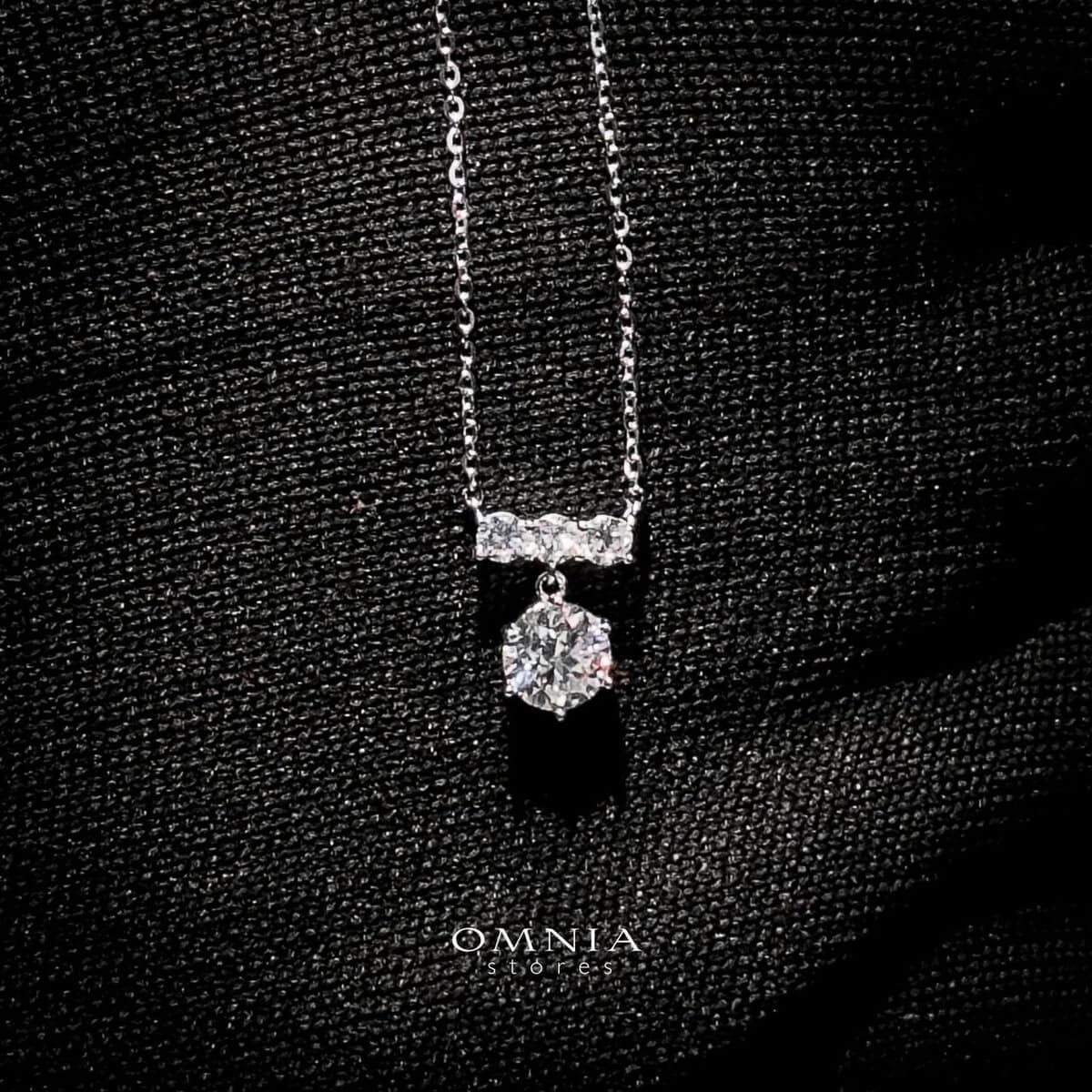 Omnia Hanna White Pendant necklace in 92.5 Silver with High-Quality Iced Cut Stones - OMNIASTORES UAE