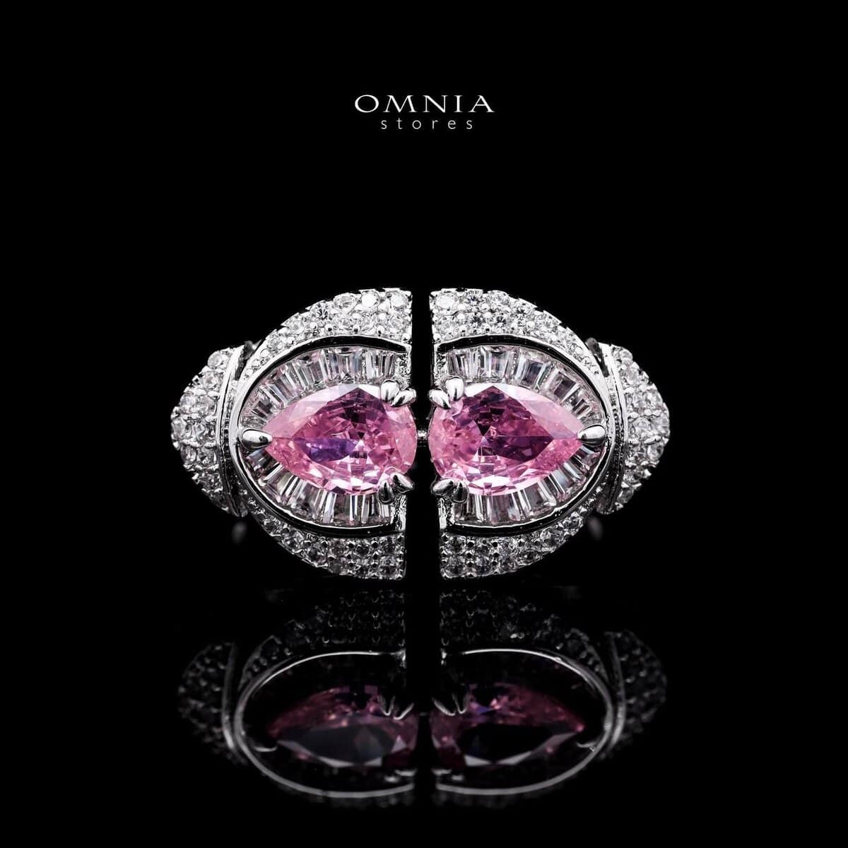 Omnia Rafi Pink Bridal Full Set with Elegant Pink and White Simulated Diamonds in High-Quality Rhodium Plated Finish - OMNIASTORES UAE