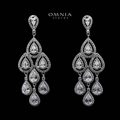 Omnia Farren White Earrings in 925 Silver with High-Quality Zircon Stones