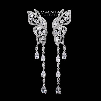 Omnia Mabel White Earrings in 925 Silver with High-Quality Zircon Stones