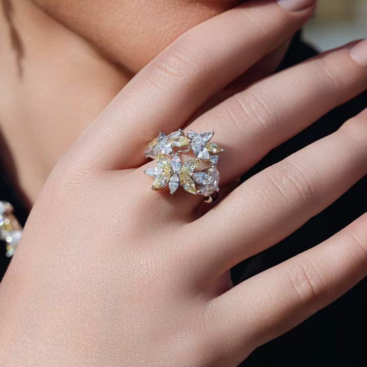 Omnia Abla Yellow Bridal Set in 925 Silver with Marquise and Pear-Cut High-Quality Simulated Diamonds - OMNIASTORES UAE