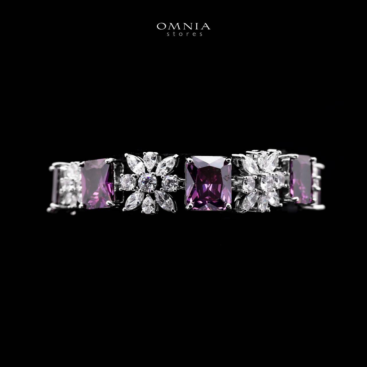 Omnia Charlene Purple Bridal Full Set with Radiant and Pear-Cut High-Quality Simulated Diamonds Rhodium Plated - OMNIASTORES UAE