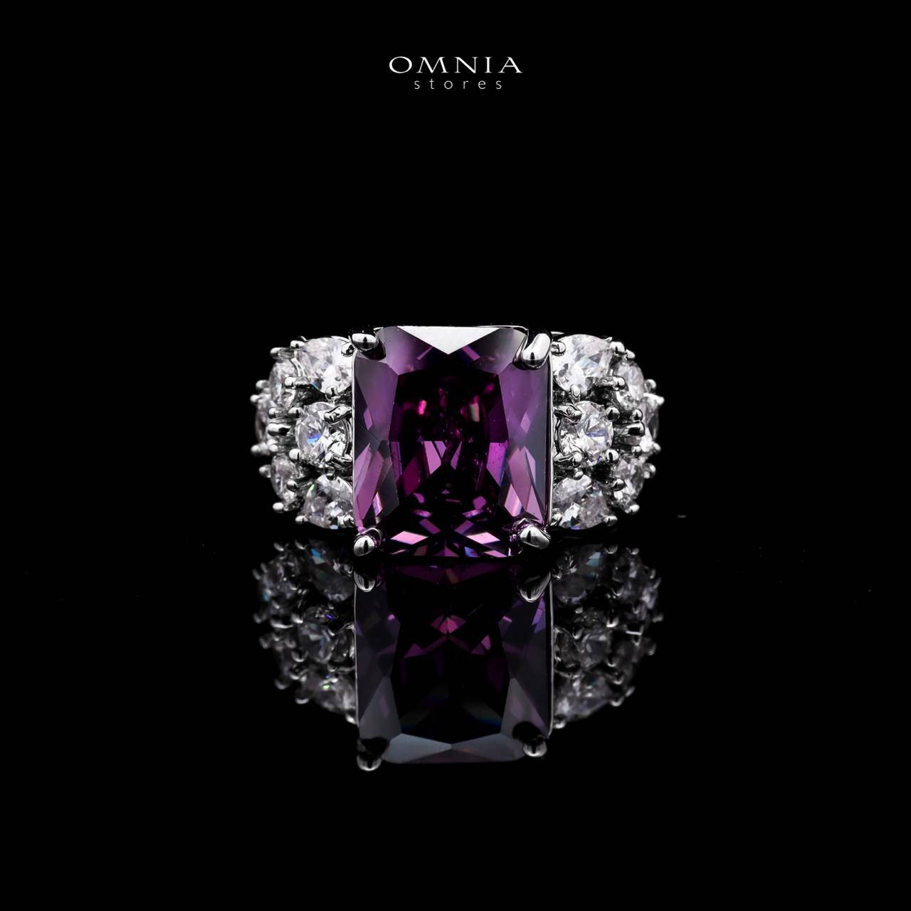 Omnia Charlene Purple Bridal Full Set with Radiant and Pear-Cut High-Quality Simulated Diamonds Rhodium Plated - OMNIASTORES UAE