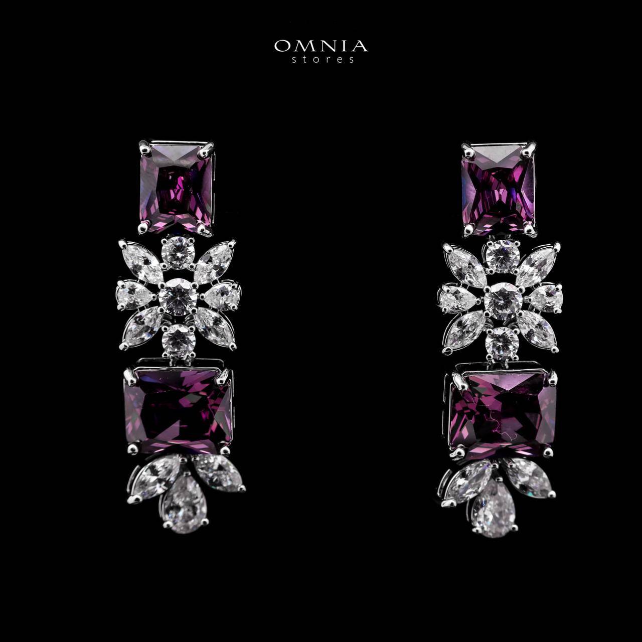 Omnia Charlene Purple Bridal Full Set with Radiant and Pear-Cut High-Quality Simulated Diamonds Rhodium Plated - OMNIASTORES UAE