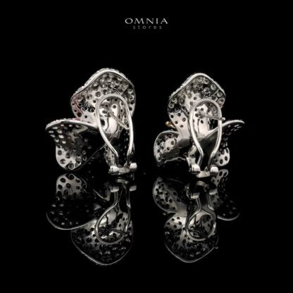 Omnia Amatullah Floral Earrings in 92.5 Silver with High Quality Simulated Diamonds