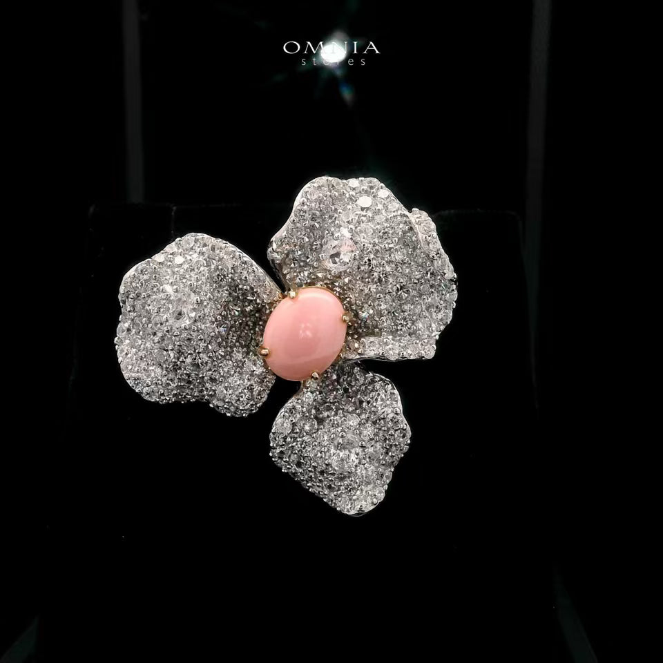 Omnia Adhara Brooch in 92.5 Silver with High Quality Simulated Diamonds - OMNIASTORES UAE