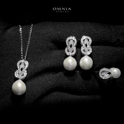 Omnia Alia Fresh Real Water Pearl Set in 92.5 Silver Accessories High Quality Simulated Diamonds