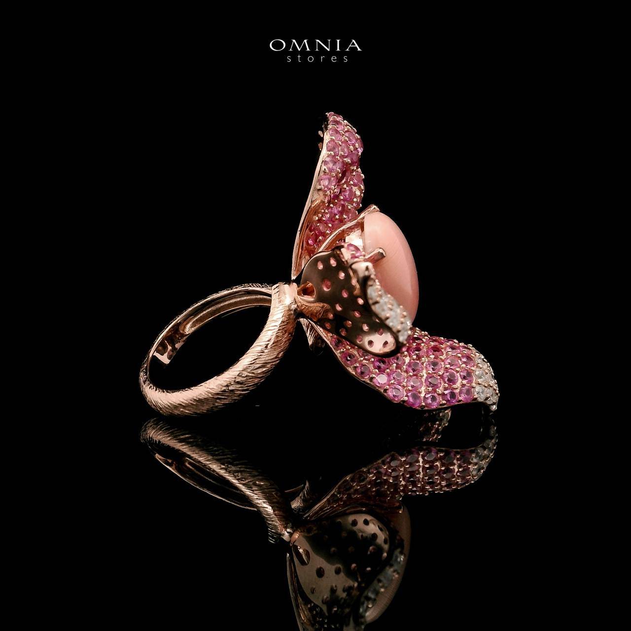 Omnia Amal Floral Ring in 92.5 Silver with High Quality Simulated Diamonds - OMNIASTORES UAE