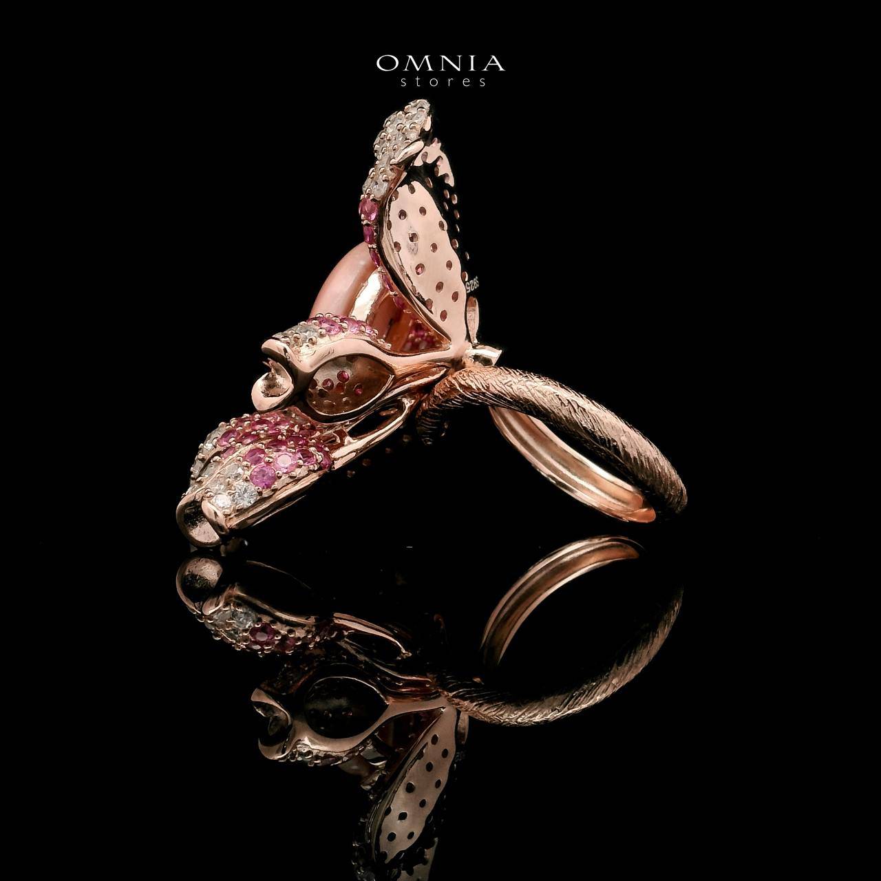 Omnia Amal Floral Ring in 92.5 Silver with High Quality Simulated Diamonds - OMNIASTORES UAE