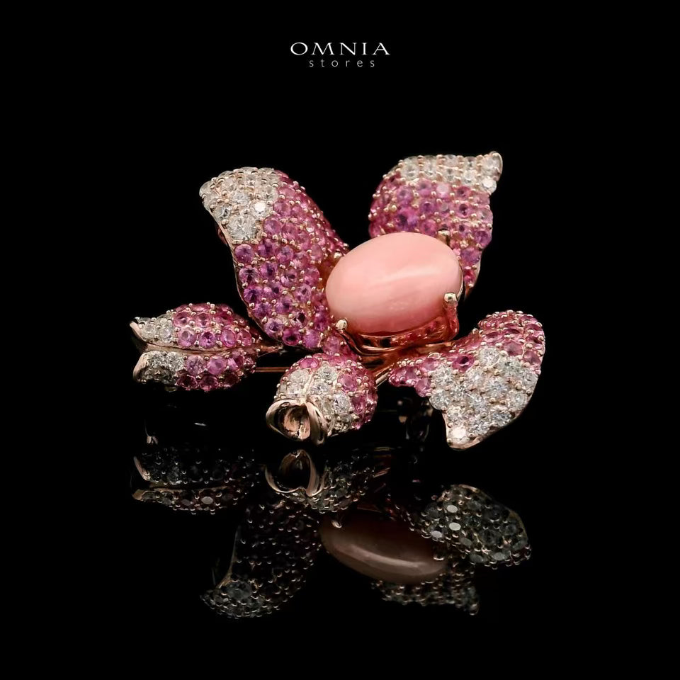 Omnia Amara Brooch in 92.5 Silver with High Quality Simulated Diamonds - OMNIASTORES UAE
