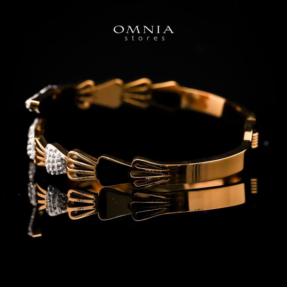 Omnia Aneesa Gold-Plated Copper Bangle with High-Quality Simulated Diamonds - OMNIASTORES UAE