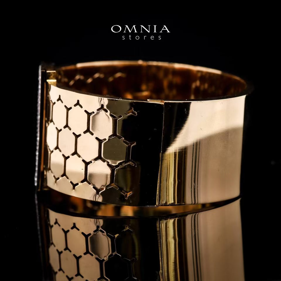 Omnia Anisah Gold-Plated Copper Bangle with High-Quality Simulated Diamonds - OMNIASTORES UAE