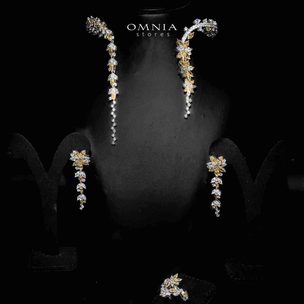 Omnia Abla Yellow Bridal Set in 925 Silver with Marquise and Pear-Cut High-Quality Simulated Diamonds