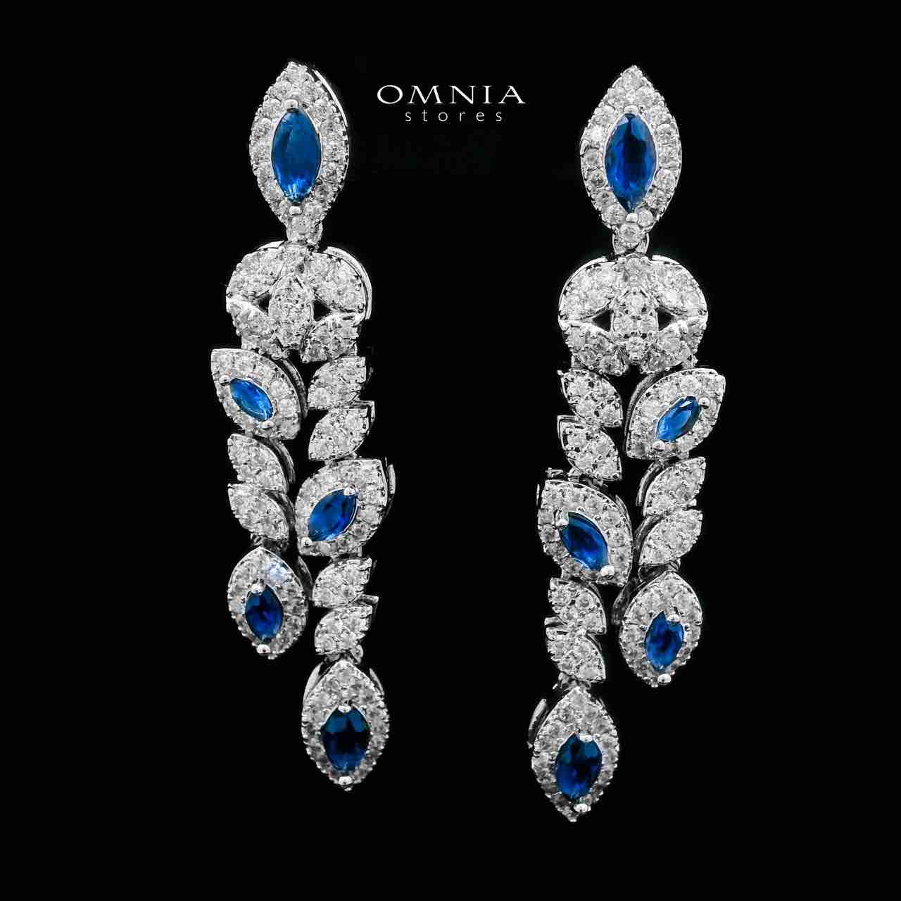 Omnia Nada Blue Bridal Full Set in High Quality Zircon Stone Rhodium Plated - OMNIASTORES UAE