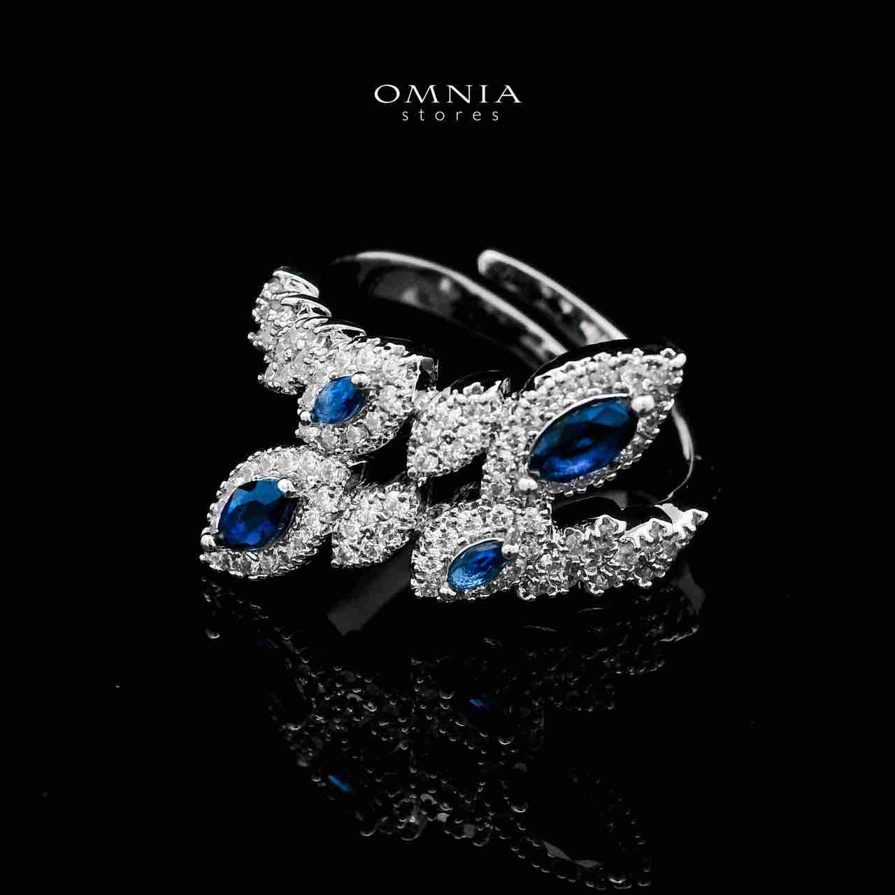 Omnia Nada Blue Bridal Full Set in High Quality Zircon Stone Rhodium Plated - OMNIASTORES UAE