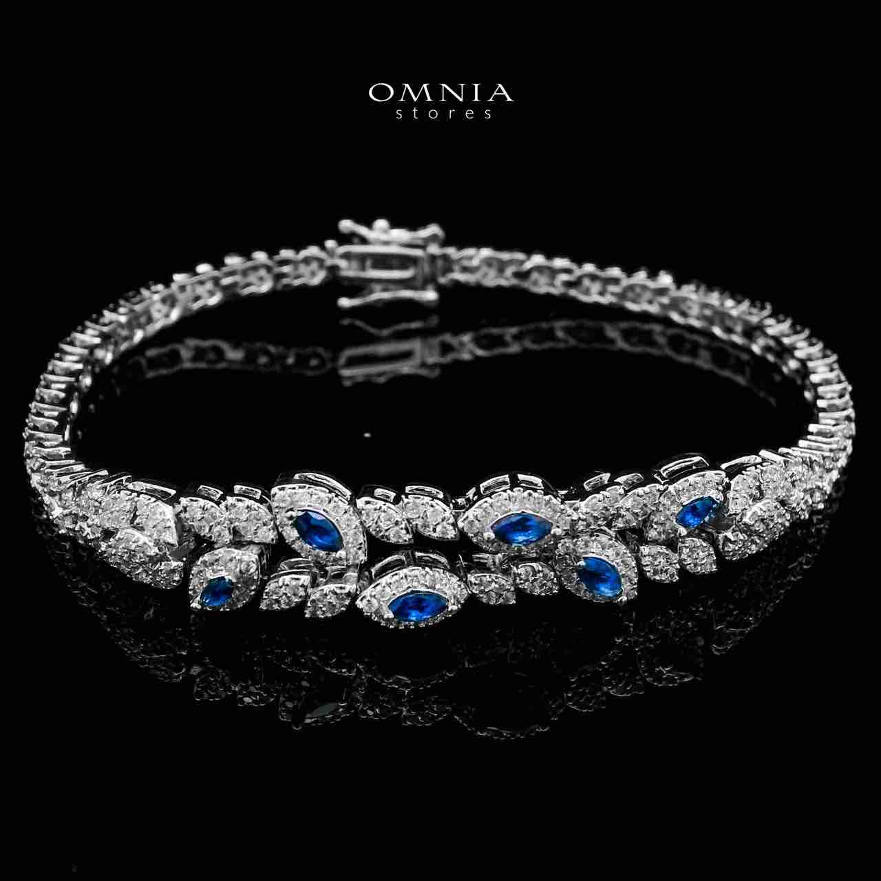 Omnia Nada Blue Bridal Full Set in High Quality Zircon Stone Rhodium Plated - OMNIASTORES UAE