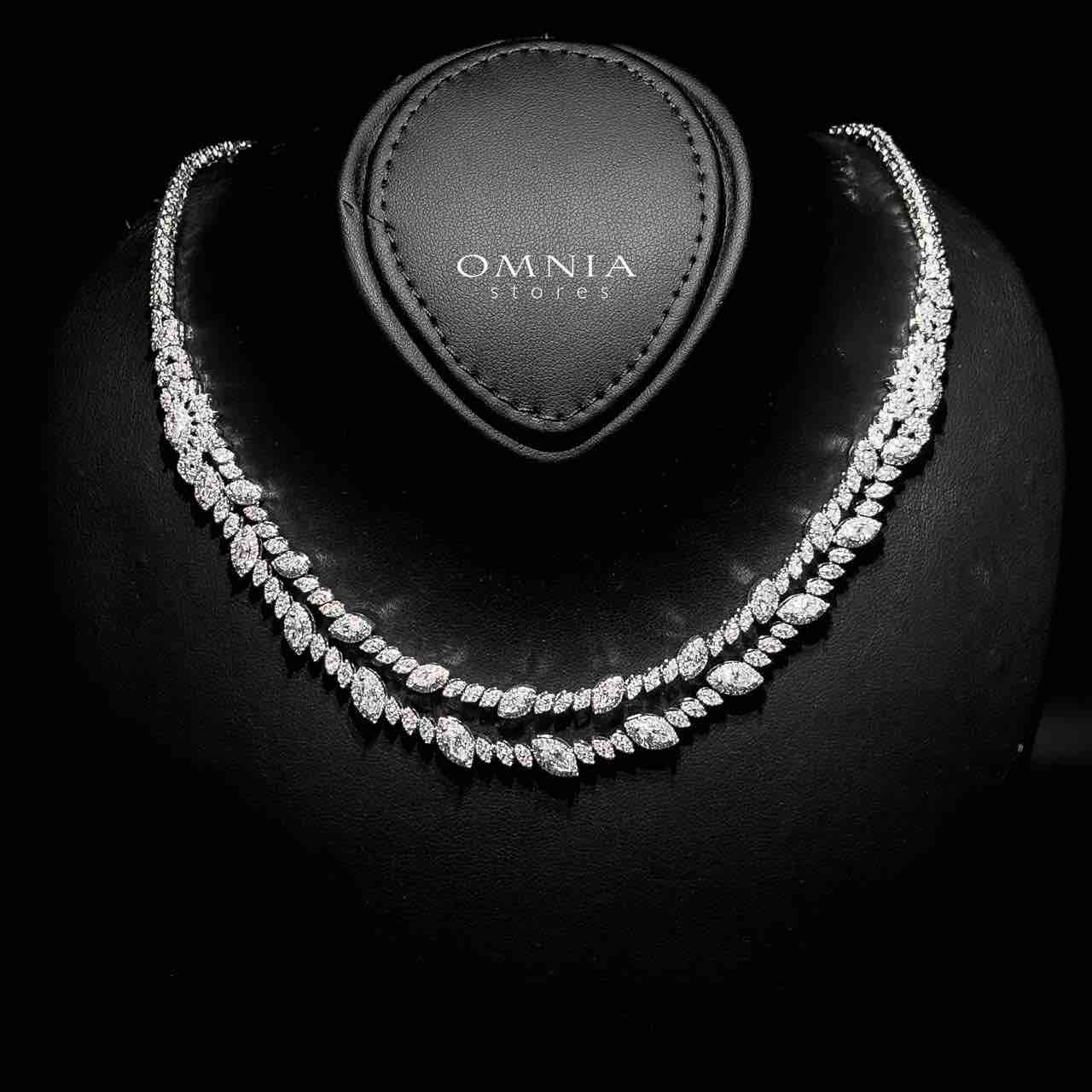 Omnia Nada White Bridal Full Set in High Quality Zircon Stone Rhodium Plated - OMNIASTORES UAE
