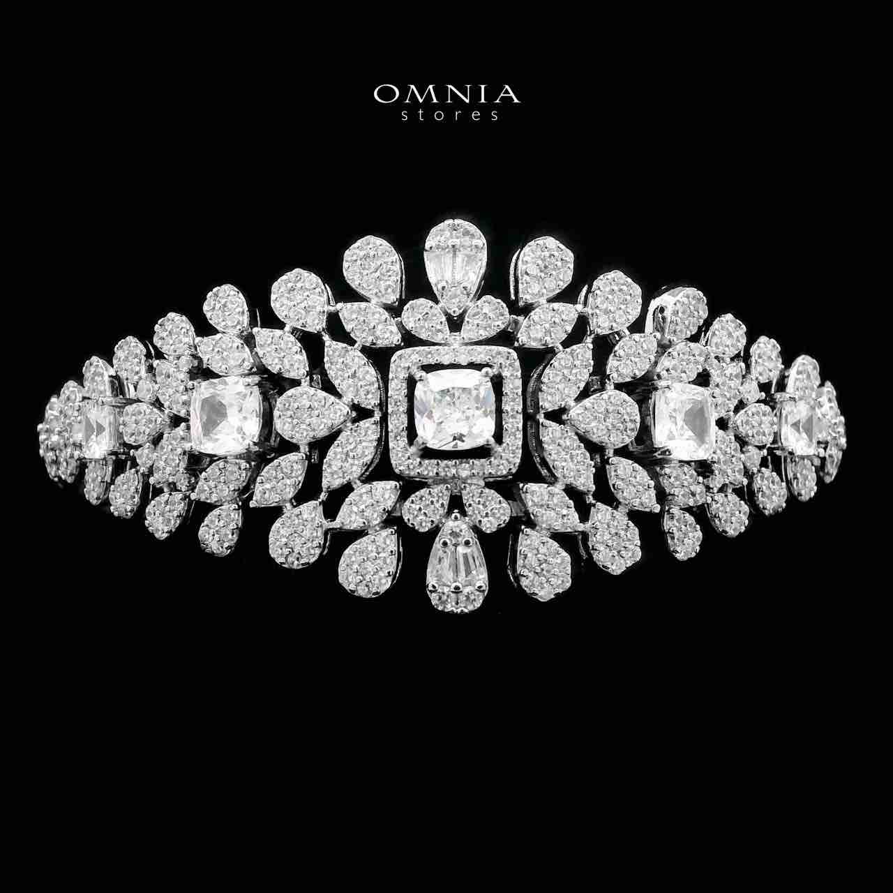 Omnia Asal White Bridal Full Set in High Quality Zircon Stone Rhodium Plated