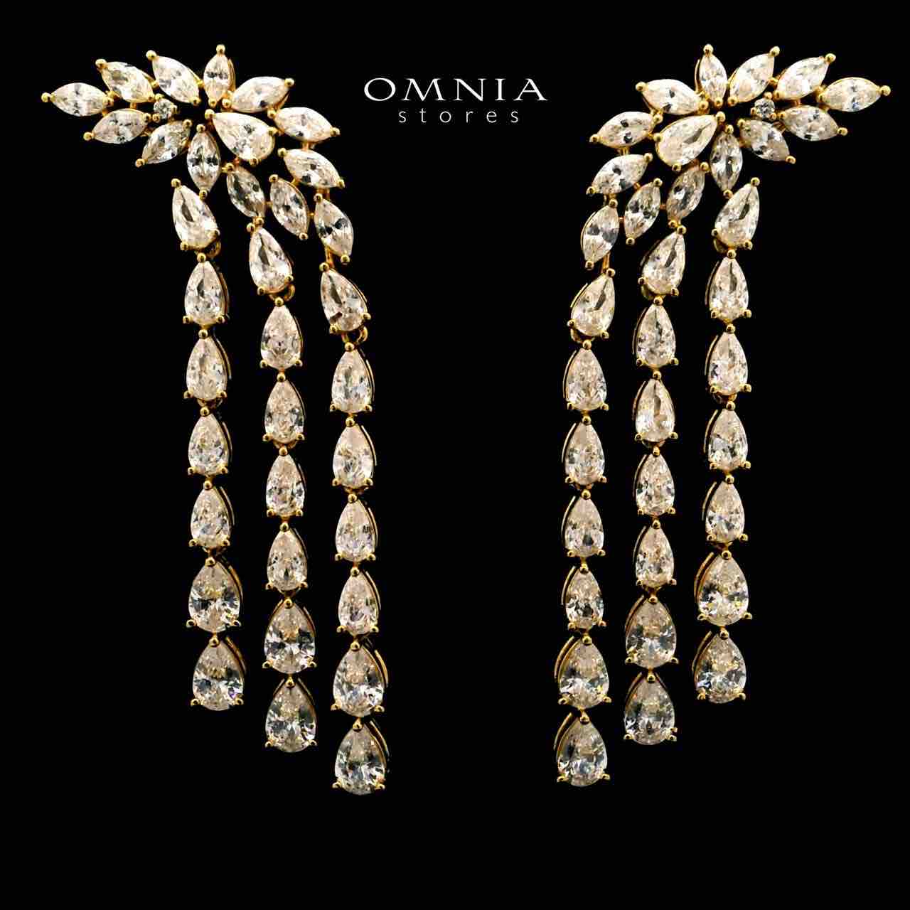 Omnia Rahaf Golden Bridal Full Set Accessories in High Quality Zircon Stone in Rhodium Plated - OMNIASTORES UAE