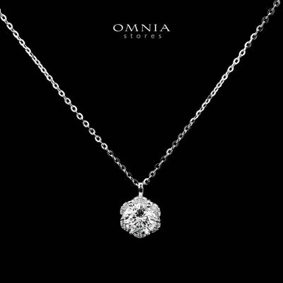 Omnia Atiqa White Pendant Necklace in 92.5 Silver with High-Quality Moissanite Stones
