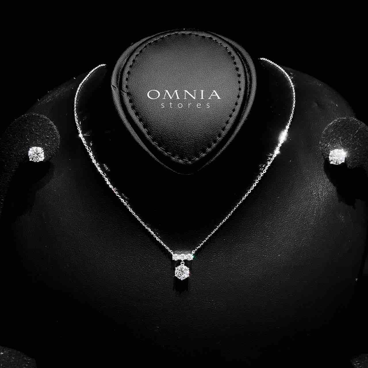 Omnia Azraa White Pendant Necklace And Earrings Set in 92.5 Silver with High-Quality Moissanite Stones
