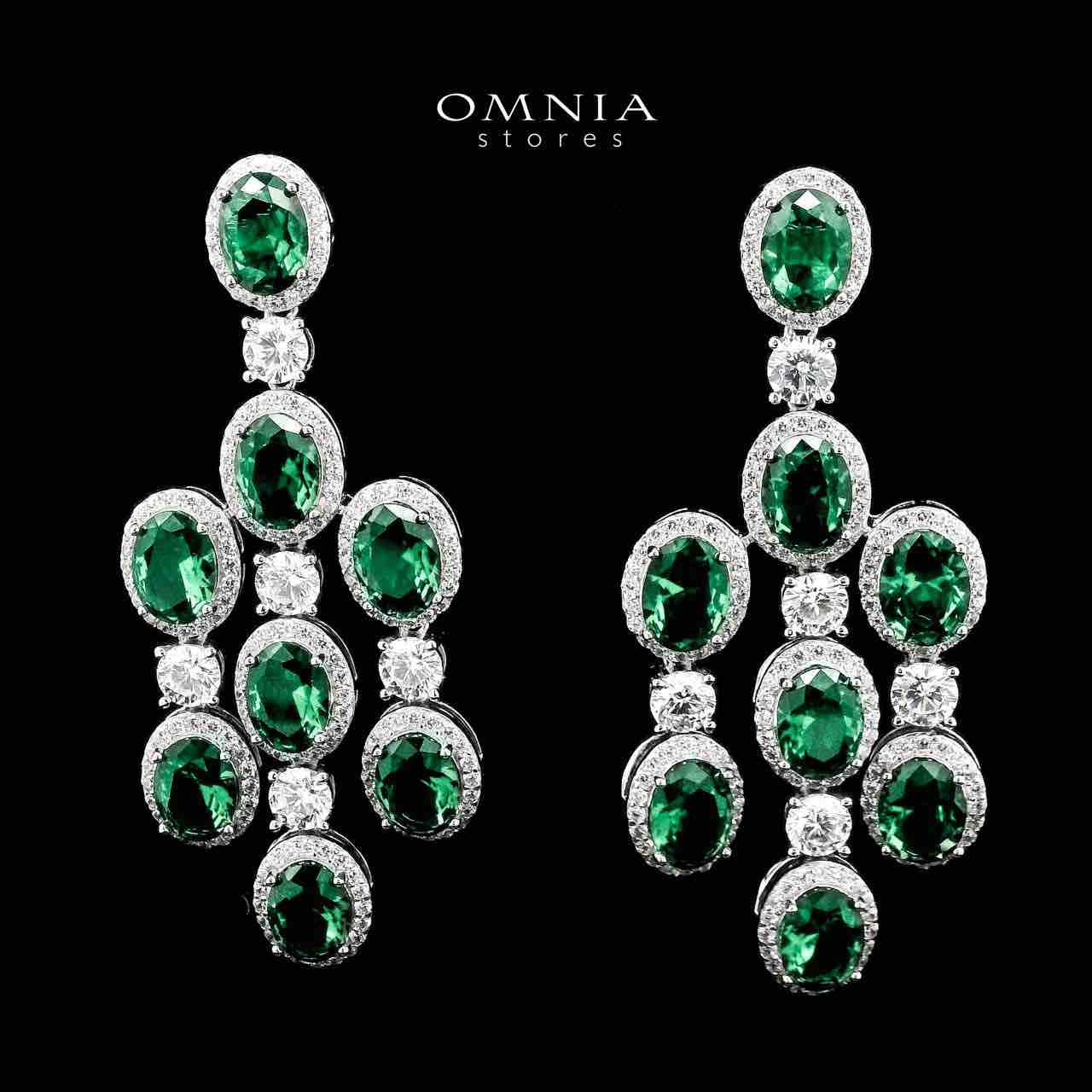Omnia Danah Green Necklace, Bracelet and Earrings Set in 92.5 Silver High Quality Simulated Diamonds - OMNIASTORES UAE